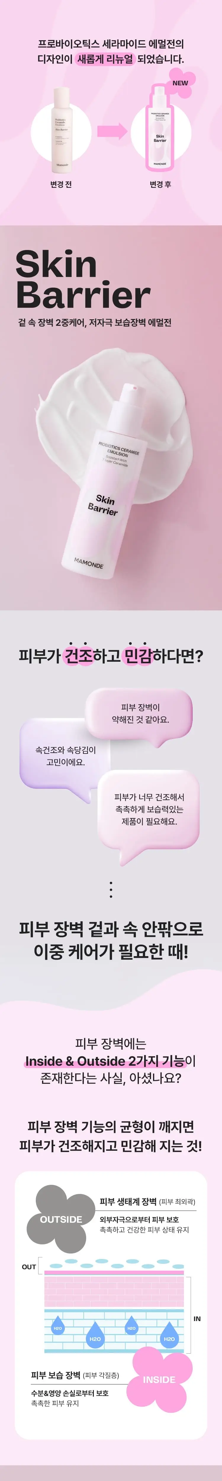 [보습장벽] 마몽드 프로바이오틱스 세라마이드 에멀젼 150ml 상세페이지 1